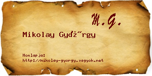 Mikolay György névjegykártya